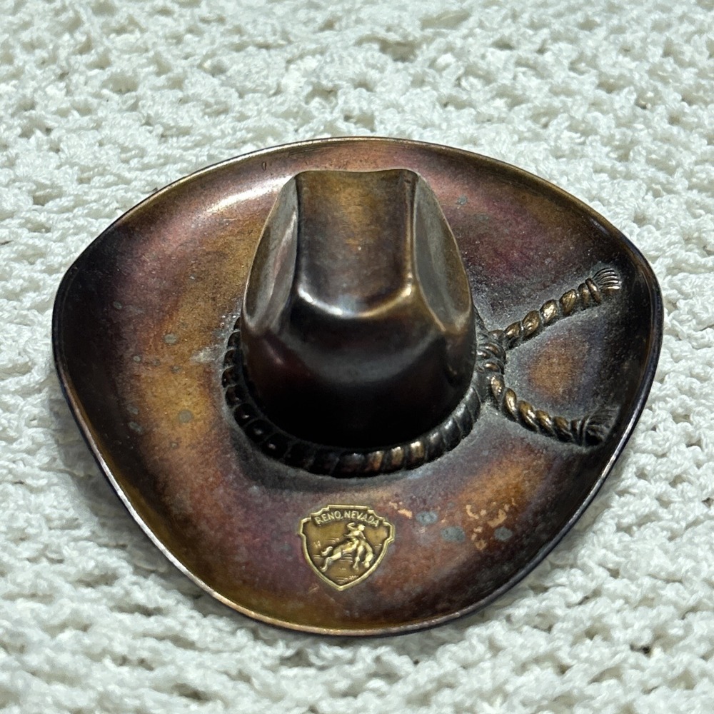 Vintage Copper Cowboy Hat Patina Metal Alloy Reno Nevada Rodeo Collector